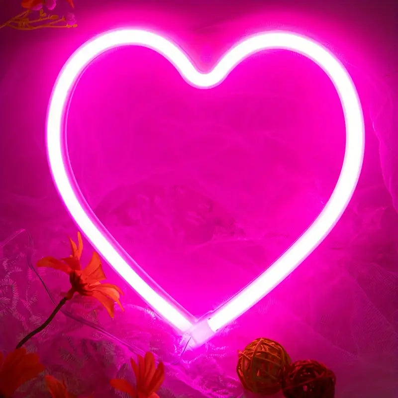 Heart Shape Neon Light Up Sign- USB & Battery Box