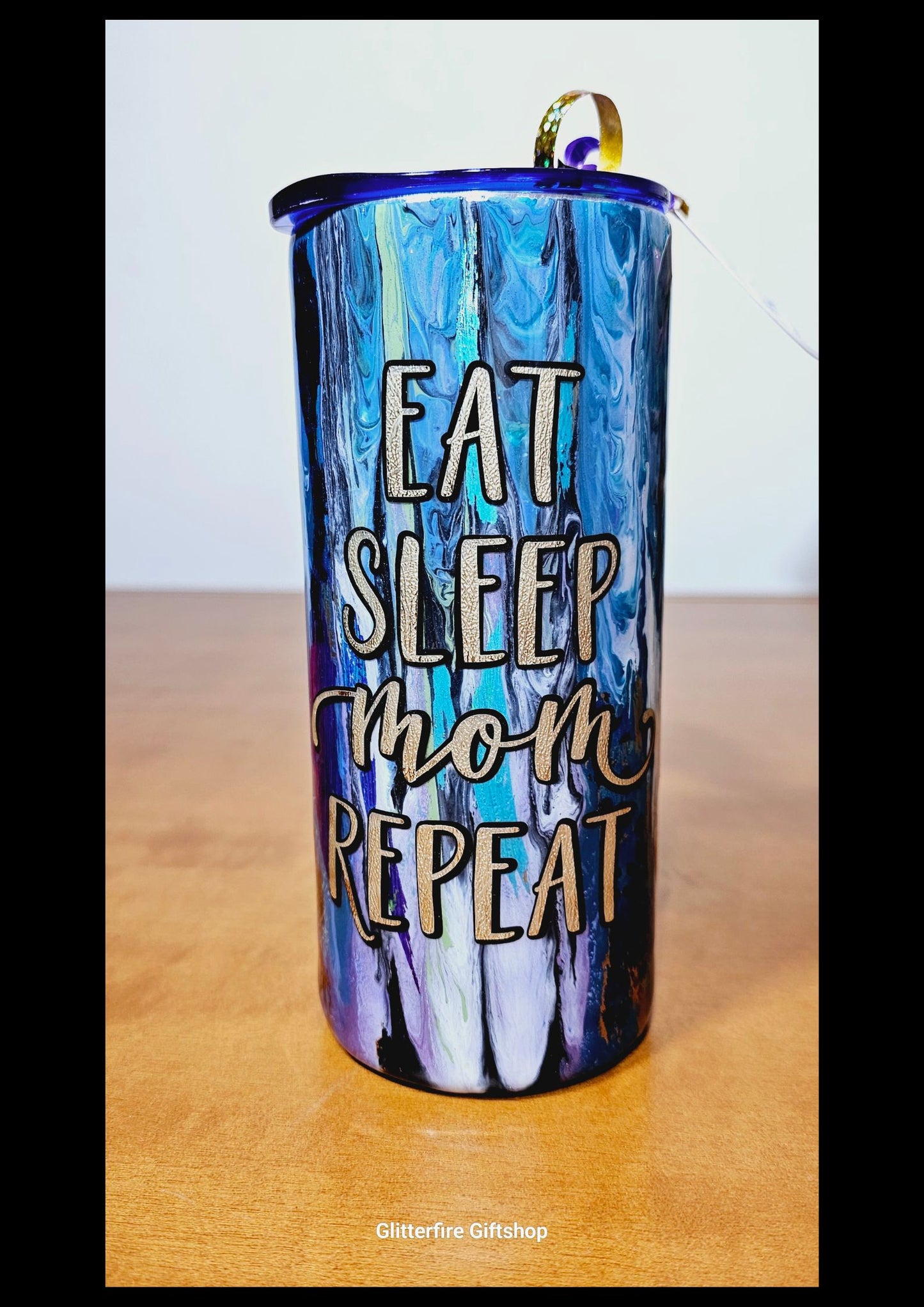 Eat, Sleep, Mom, Repeat  - Blue & Gold Mug [15oz]