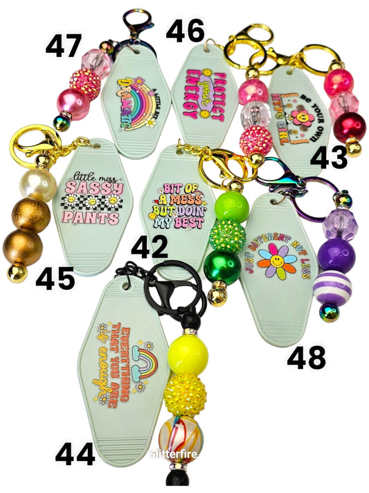 Motel Style Keyrings - Fun and Cheeky Designs - [Whimsy Light Teal]