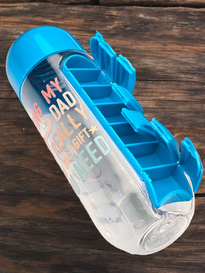 'I am Capable, Worthy, Enough' Leopard Heart Rainbow - Pill Bottle Organizer [Blue]