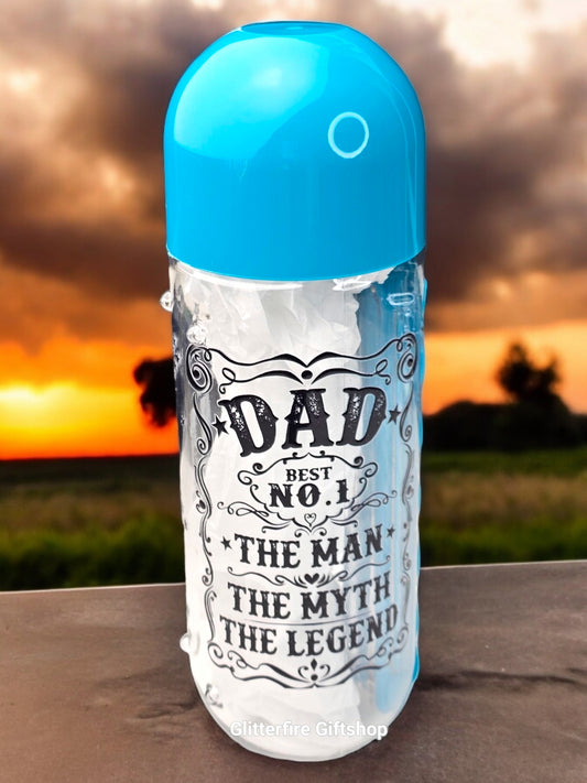 Dad - The Man, The Myth, The Legend - Stars Grunge - Pill Bottle Organizer [Blue]