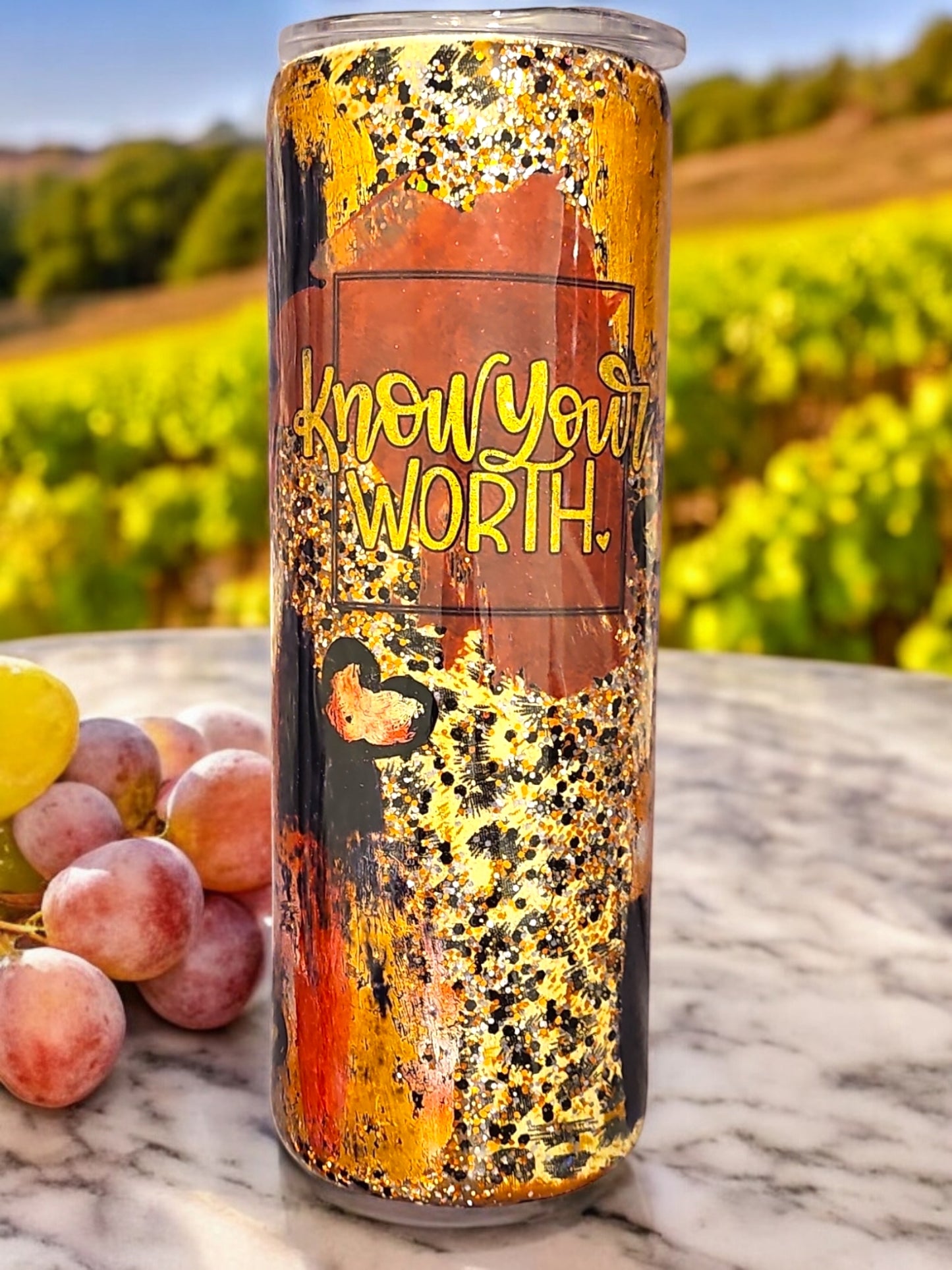 Know Your Worth - Red, Black, Leopard & Copper Design Mug [20oz]