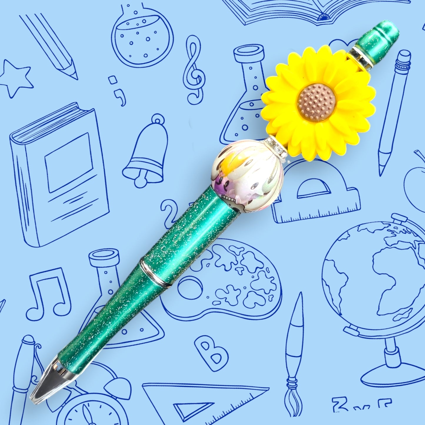 Sunflower & Green Fancy Bead Pen  [3]