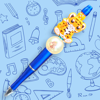 Orange Tiger & Blue Fancy Bead Pen [18]