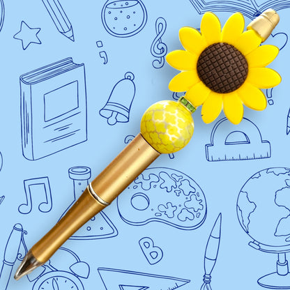 Yellow Sunflower & Gold Fancy Bead Pen [32]