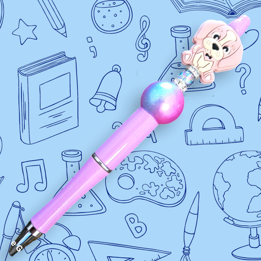 Puppy & Pink Fancy Bead Pen [62]