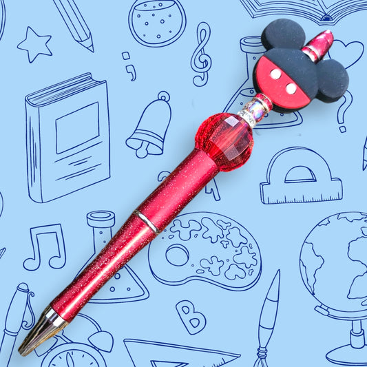 Red, Black Mouse Ears & Red Fancy Bead Pen [65]