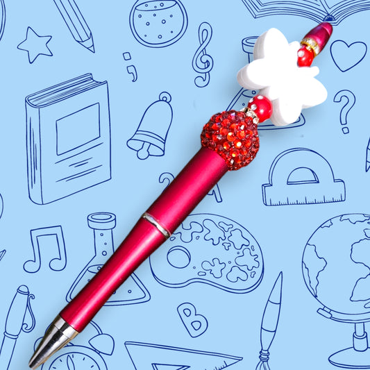 White Butterfly & Red Fancy Bead Pen [71]