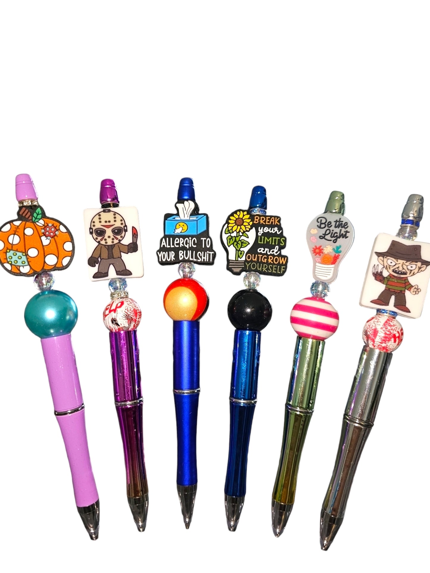 Happy Pumpkin & Blue Fancy Bead Pen [176A]