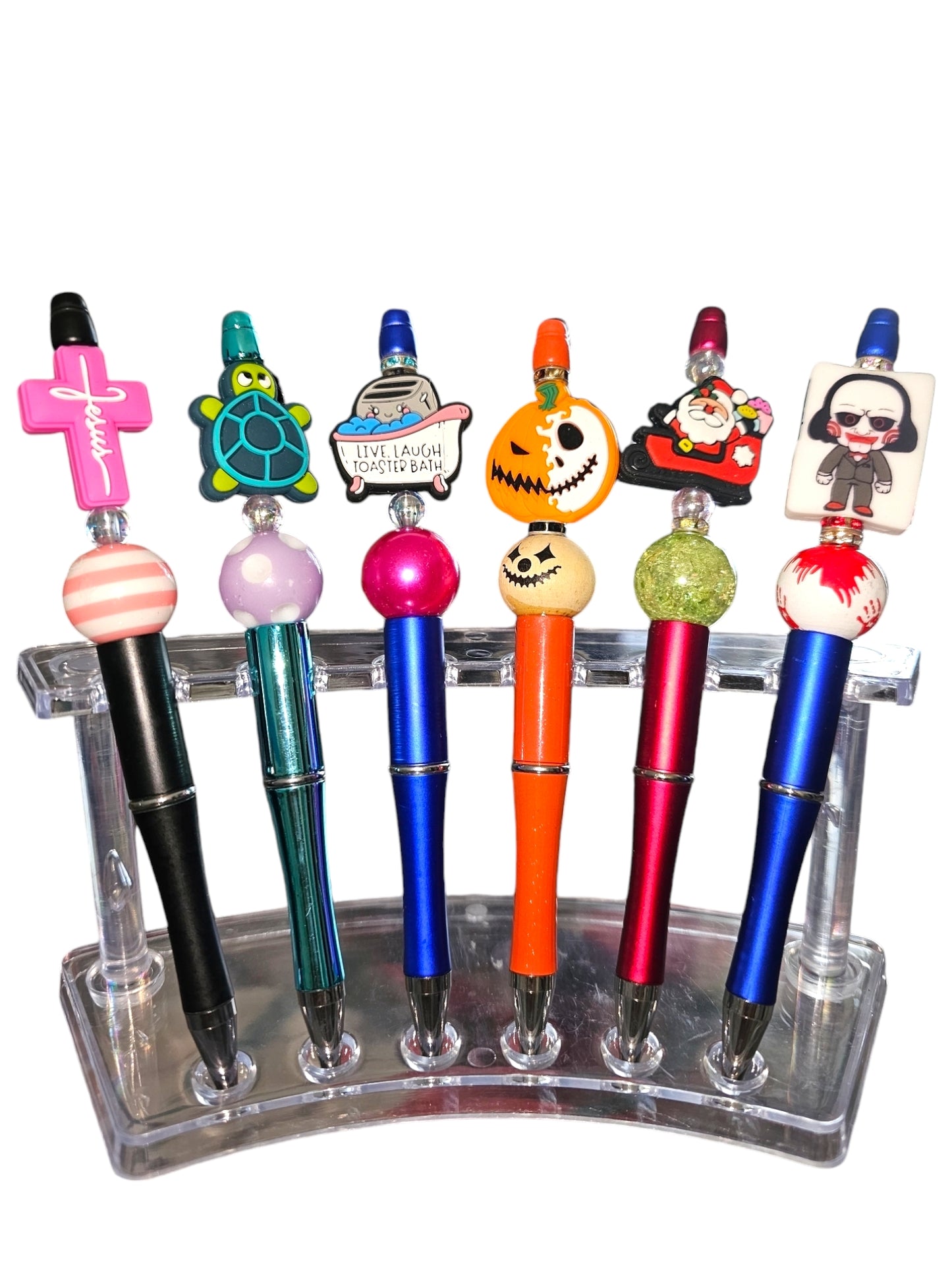 Happy Pumpkin & Blue Fancy Bead Pen [176A]