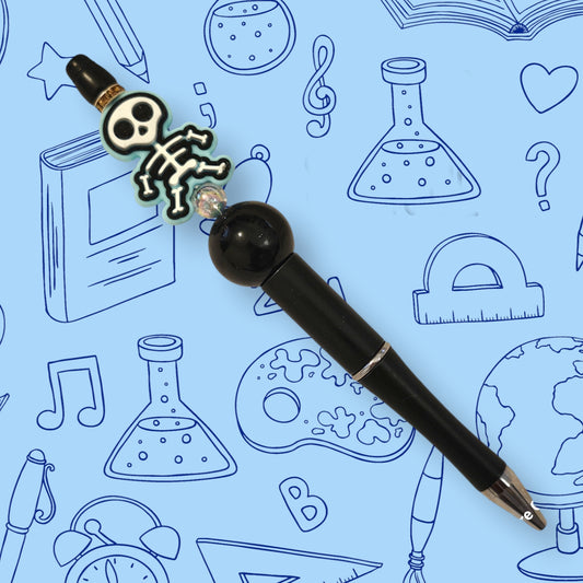 Skeleton & Black Fancy Bead Pen [114]