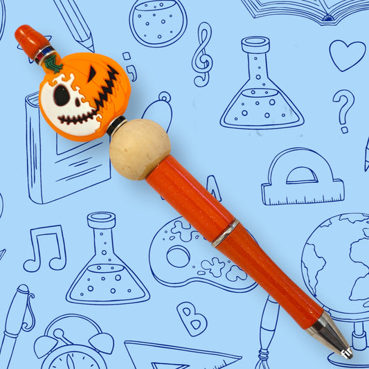 Pumpkin Jack O Lantern & Orange Fancy Bead Pen [120]