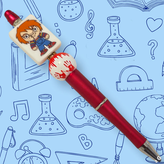 Chucky & Help Me Red Fancy Bead Pen  [108]