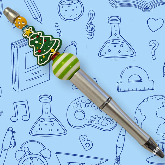 Christmas Tree & Silver Fancy Bead Pen [125]