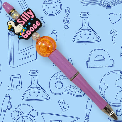 Silly Goose & Pink Fancy Bead Pen [139]