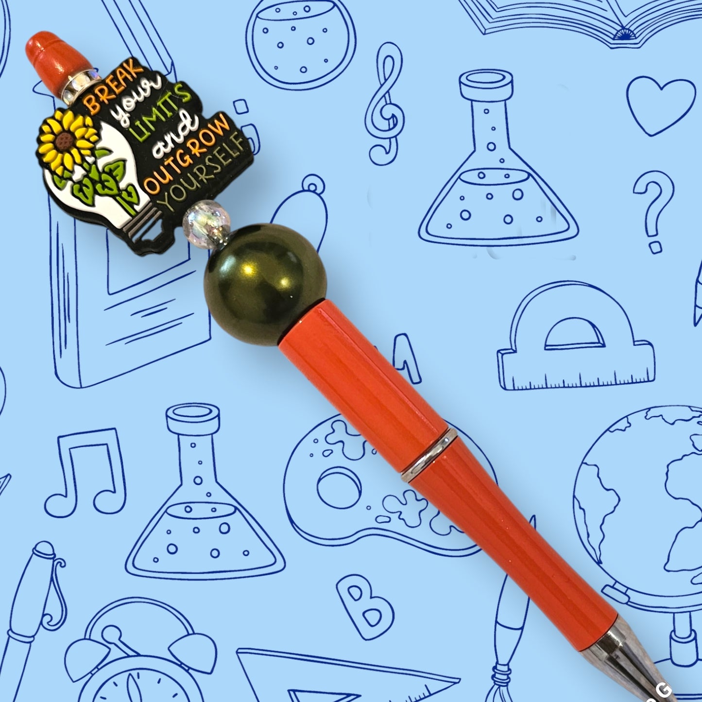 Break Your Limits & Outgrow Yourself & Orange Fancy Bead Pen [184]